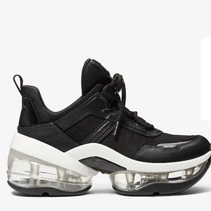 Michael Kors  size 5 1/2 NWT Olympia Extreme Logo Jacquard and Leather Trainer